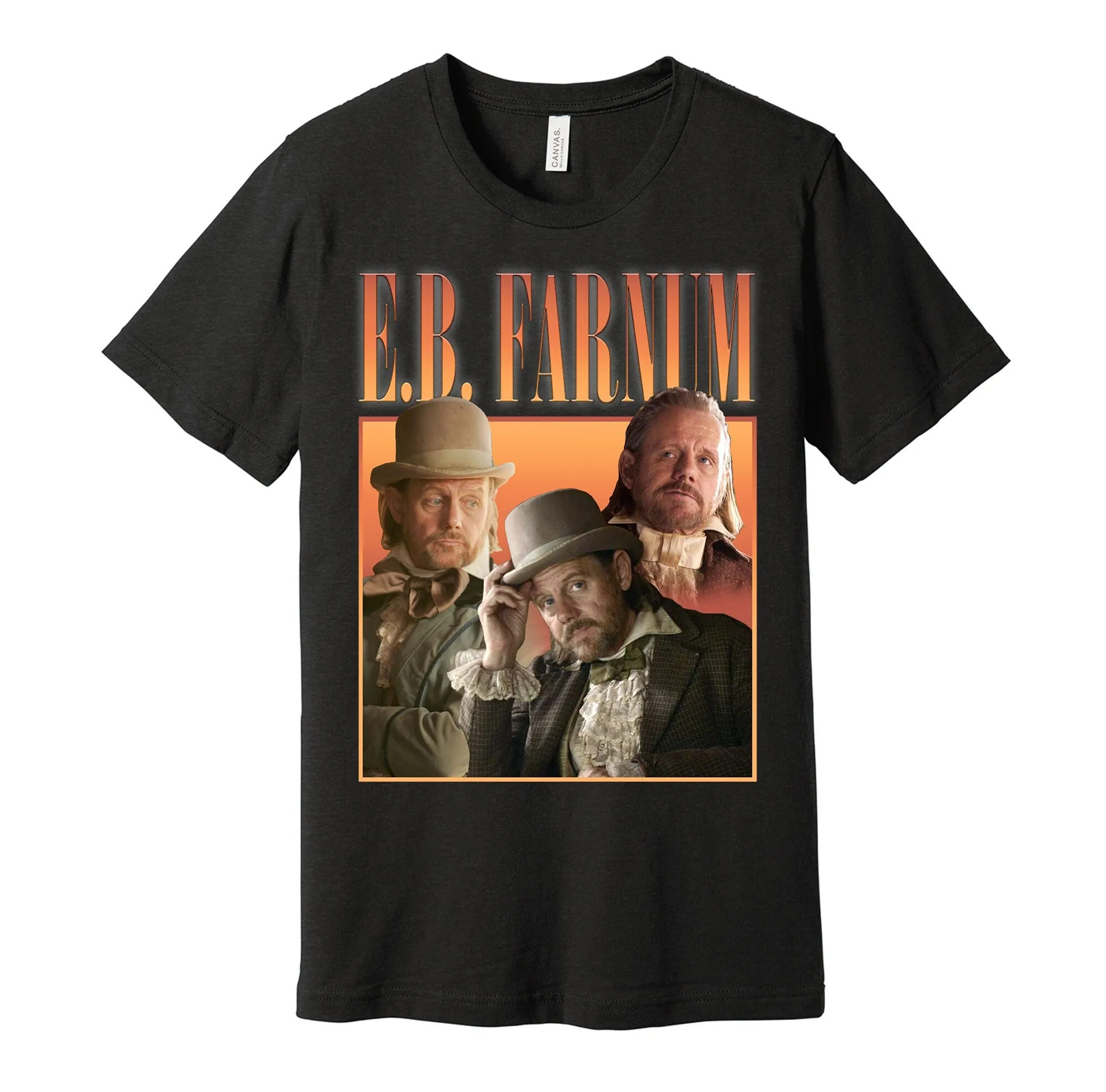 E B Farnum Oversized Street Fashion T Shirt Deadwood Lover Gritty American Wild West Tv Show Black White Or Grey