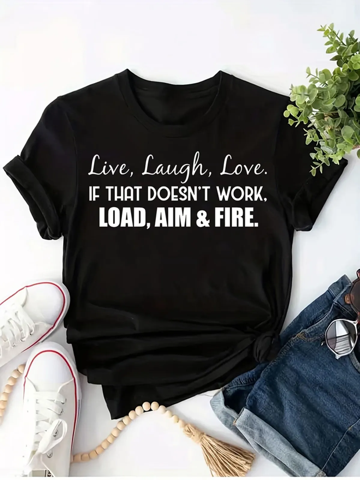 

Live Laugh Love Printed T-Shirt for Women