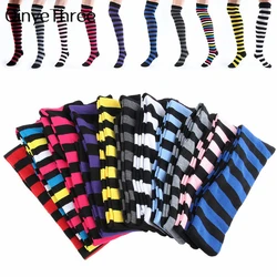 Japanese Anime Female Striped Over-The-Knee Stockings College Harajuku Thin High Tube Colorful Candy Color Dropship