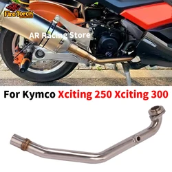 For Kymco Xciting 250 300 Xciting300 Motorcycle Full Exhaust System Muffler Tube Front Link Pipe Middle Link Escape Muffler