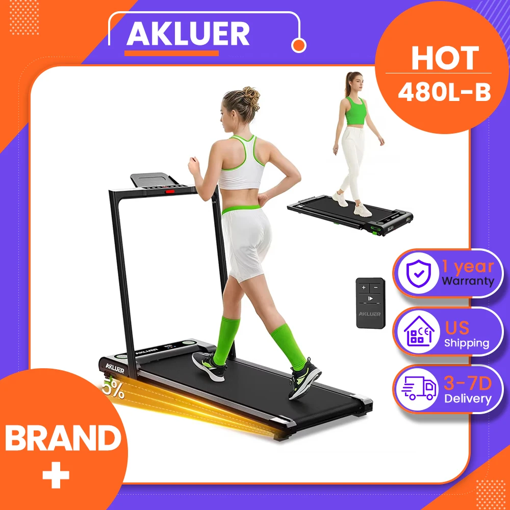 Akluer 480L-B Incline Walking Pad with Handle, 2.5HP Under Desk Treadmill, LED Screen & Remote Control, 330lbs Max Capacity, Foldable, Anti-Slip Running Belt & Shock Reduction System, Local delivery