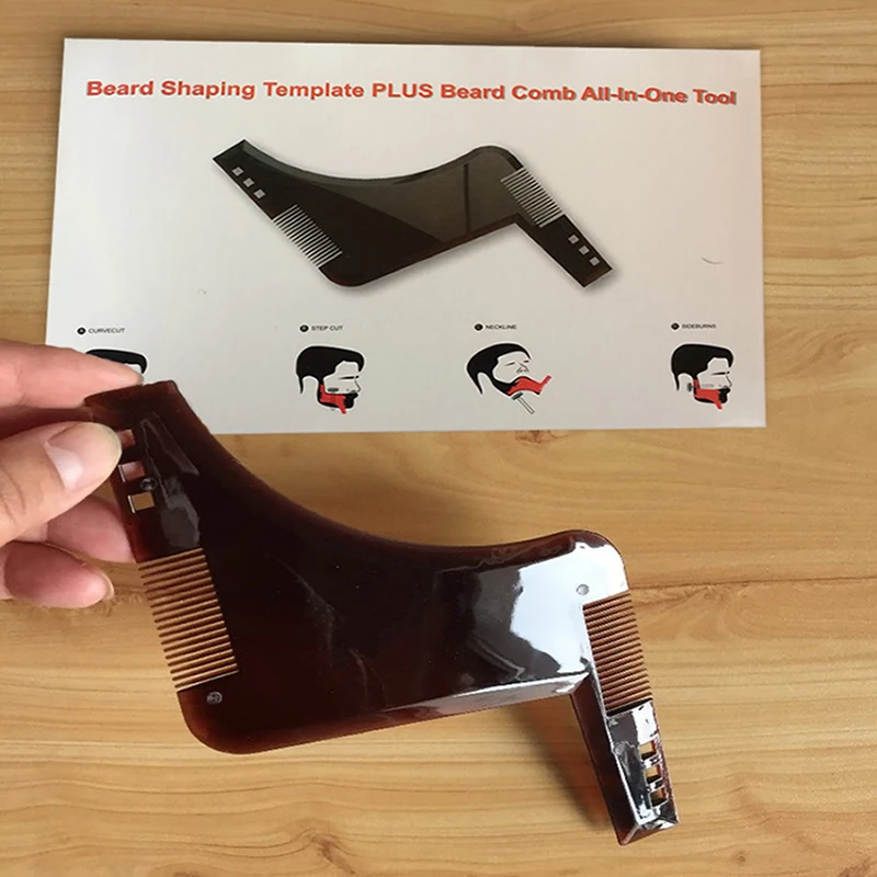 1 Buah Sisir Jenggot Dua Sisi Pria Templat Penata Bentuk Jenggot Sisir Potongan Aman Jenggot Rambut Sisir Penata Rambut Jenggot Plastik