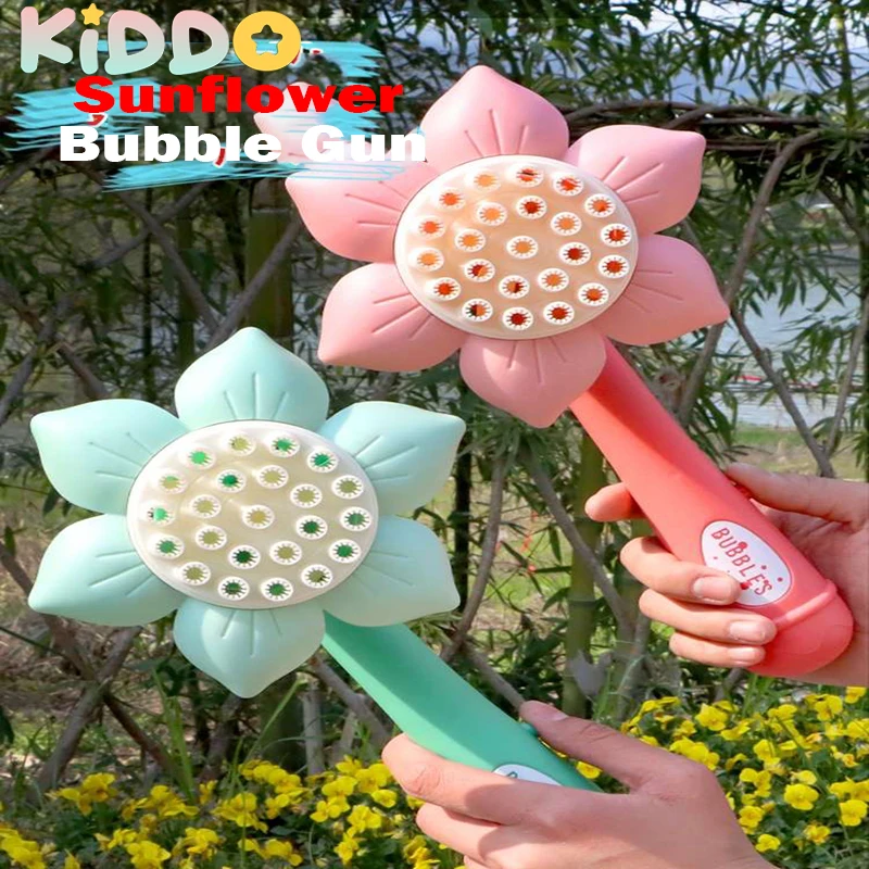 Sunflower Bubble Gun Automatic Summer Soap Kids Toys Water Bubble Machine Electric Bubble Guns Outdoor For Children Gift Toys