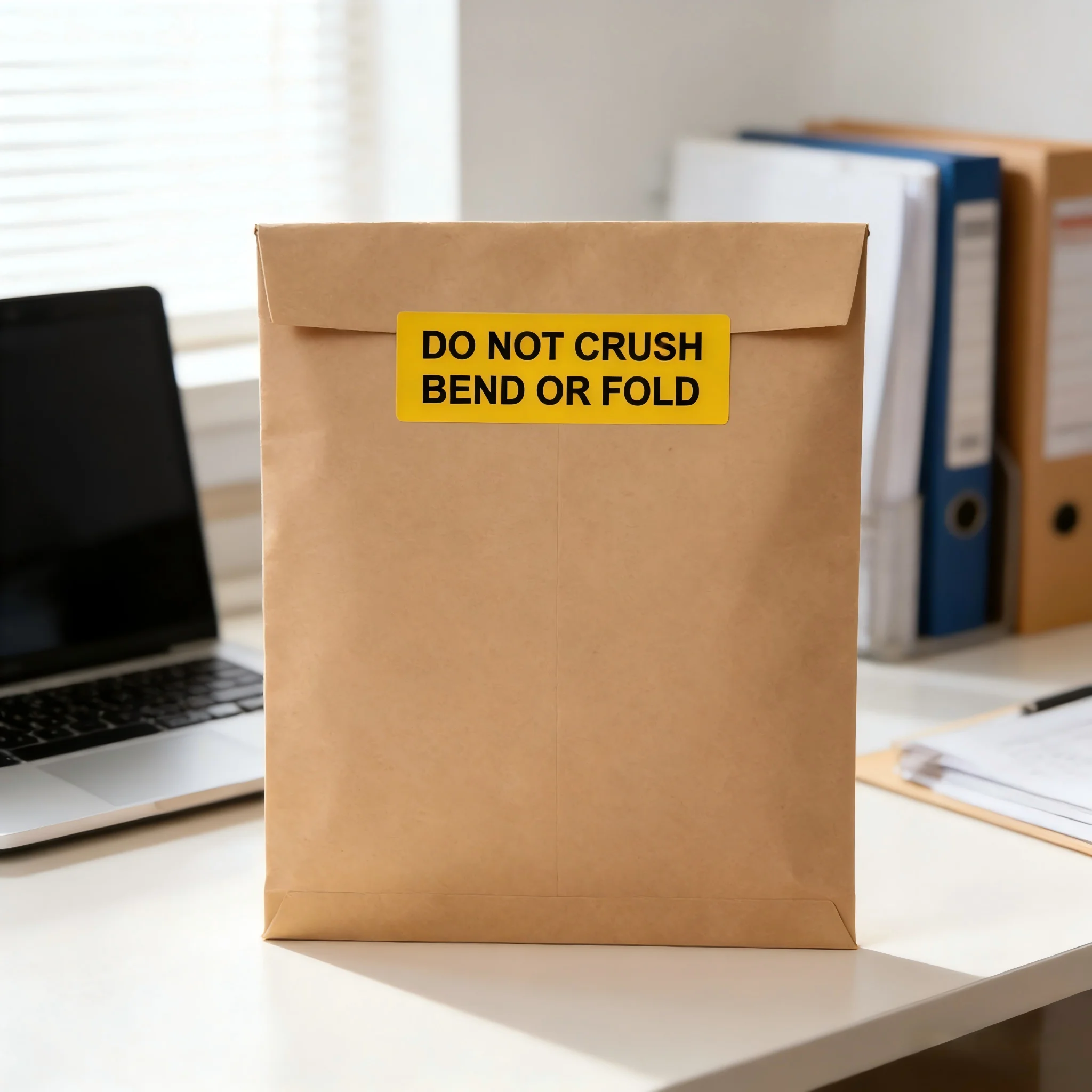 1 Inch ×3 Inch 'DO NOT Crush Bend OR FOLD' Warning Shipping Stickers Self Adhesive Labels (Fluorescent Yellow 250 Stickers/Roll)