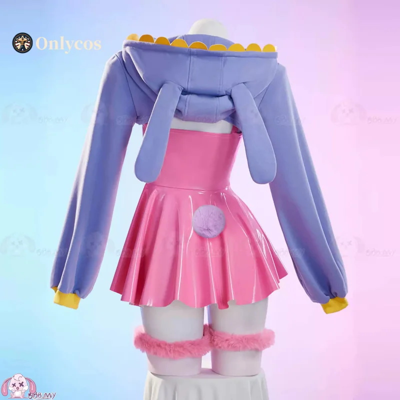The Amazing Digital Circus Jax Cosplay Costume Rabbit Slip Dress Hallowmas Christmas Role Play Women Onlycos view 3