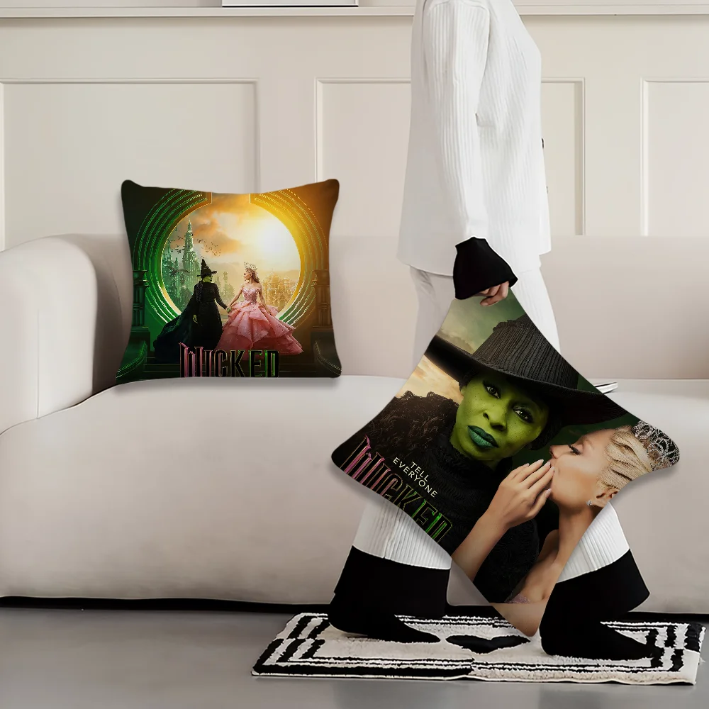 W-Wicked Part One Movie Pillow Case Living Room Accent Couch Back Support Square Lounge Restful Nap Companion ﻿