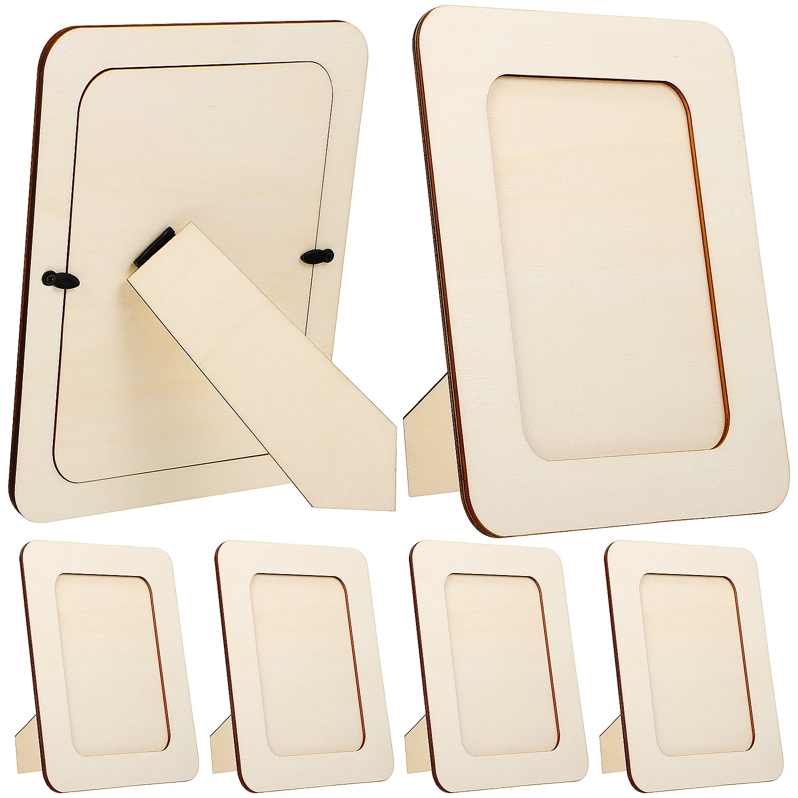 

6 Pcs DIY Handmade Photo Frame Inches (6 Pieces) for Craft Unfinished Wooden Picture Table Display Frames