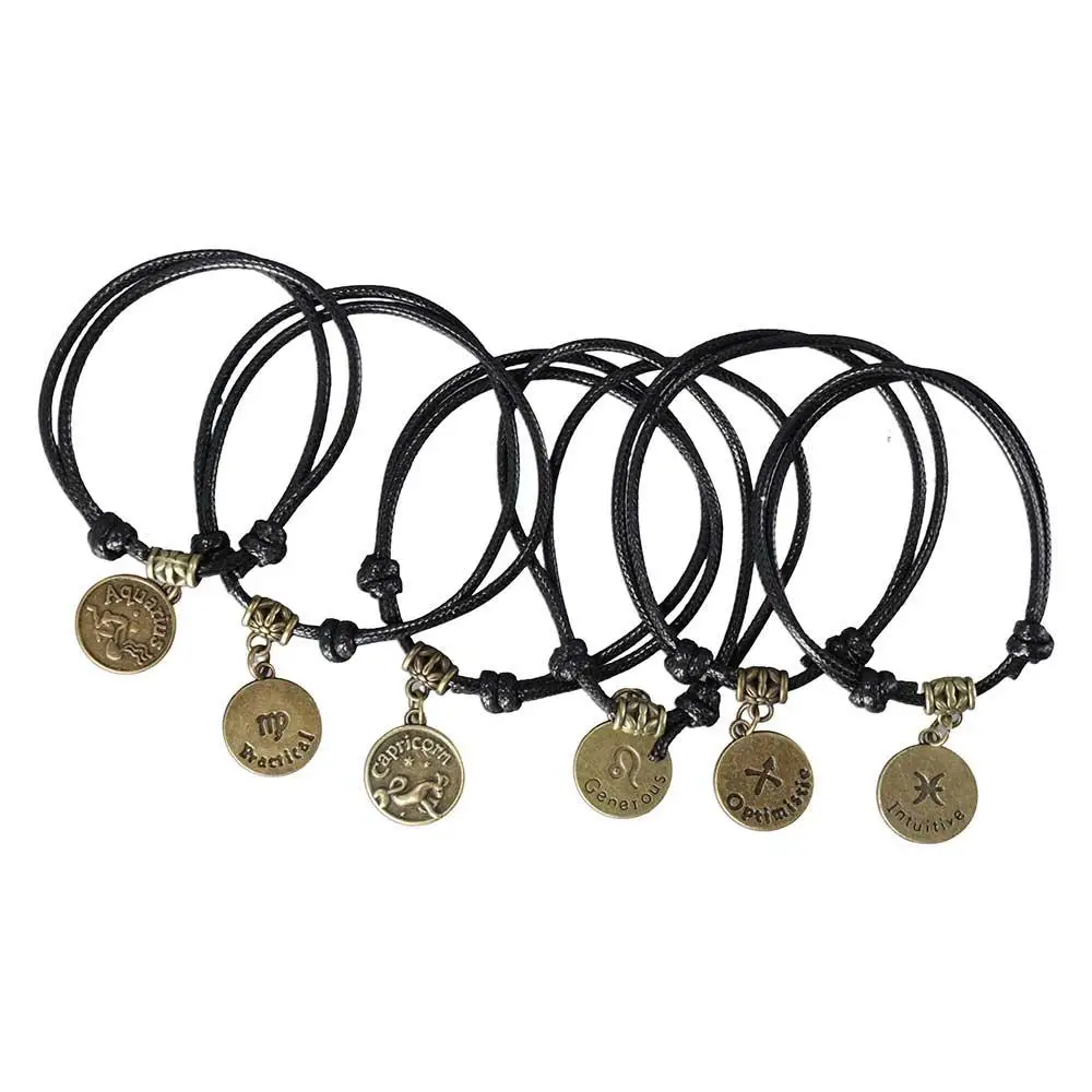 Ankle Chain South Black Rope Personality Barefoot Sandal Foot Jewelry 12 Constellations Foot Chain Anklet