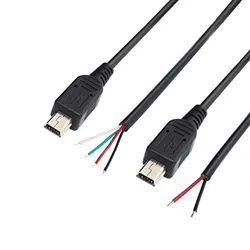 Mini USB Male Pigtail Power Data Cable 5V 3A Mini-B Plug to 2 Pin / 4 Pin Bare Wire Open End Connector Charge Cord