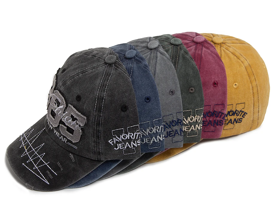 Big Digit 1985 Baseball Cap Stickerei Vintage gewaschene Baumwolle Männer Snapback Mode Visier Hip Hop Hut verstellbar für Frühling Autum – Detail 1