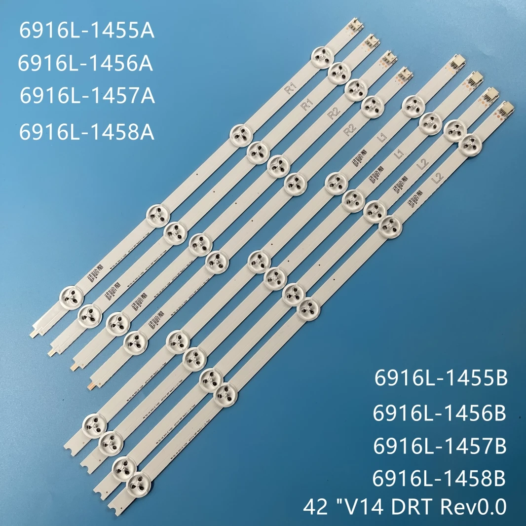 8PCS LED Strip For LC420DUE 42PFK6309 42LA6300 6916L-1458B 42'' V14 DRT Rev0.0 6916L-1455B 6916L-1456B 6916L-1457B 6916L-1458B