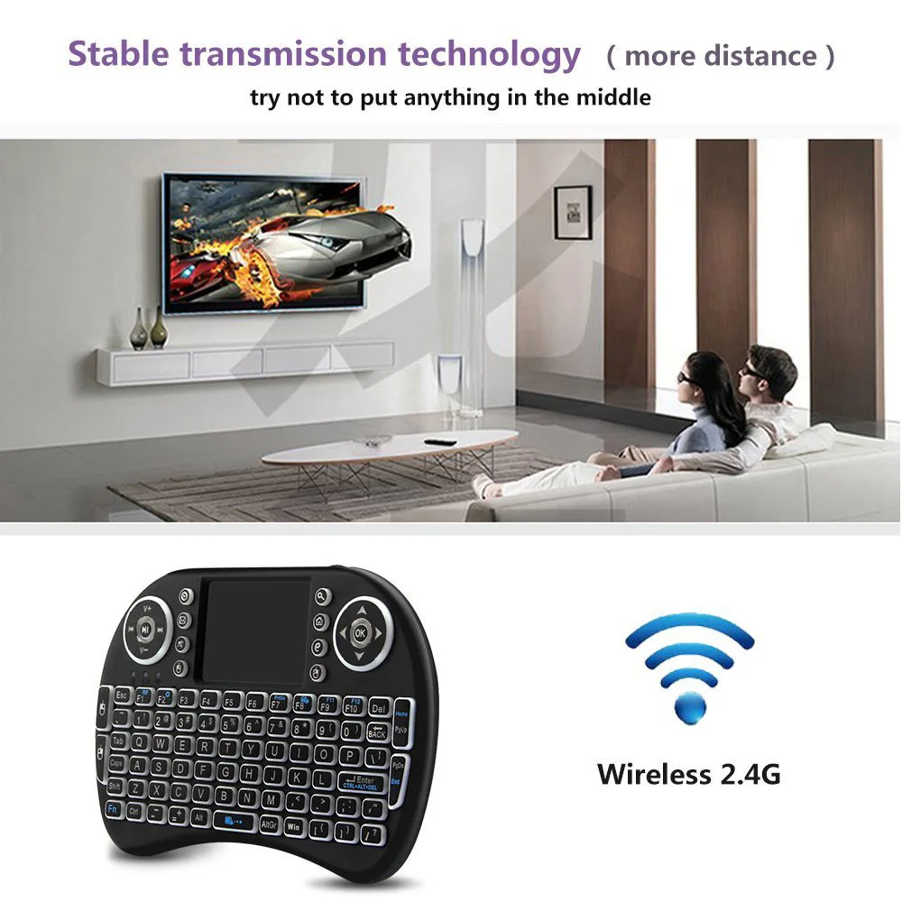 Backlit Mini Wireless Keyboard French Azerty Language Air Mouse With Touchpad RGB PC TV Box Keybord Gamer Air Kit Key Pad Keypad