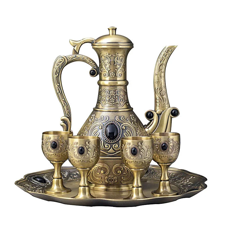 

Creative European jug wine high-end retro gem-set 6-piece wine set