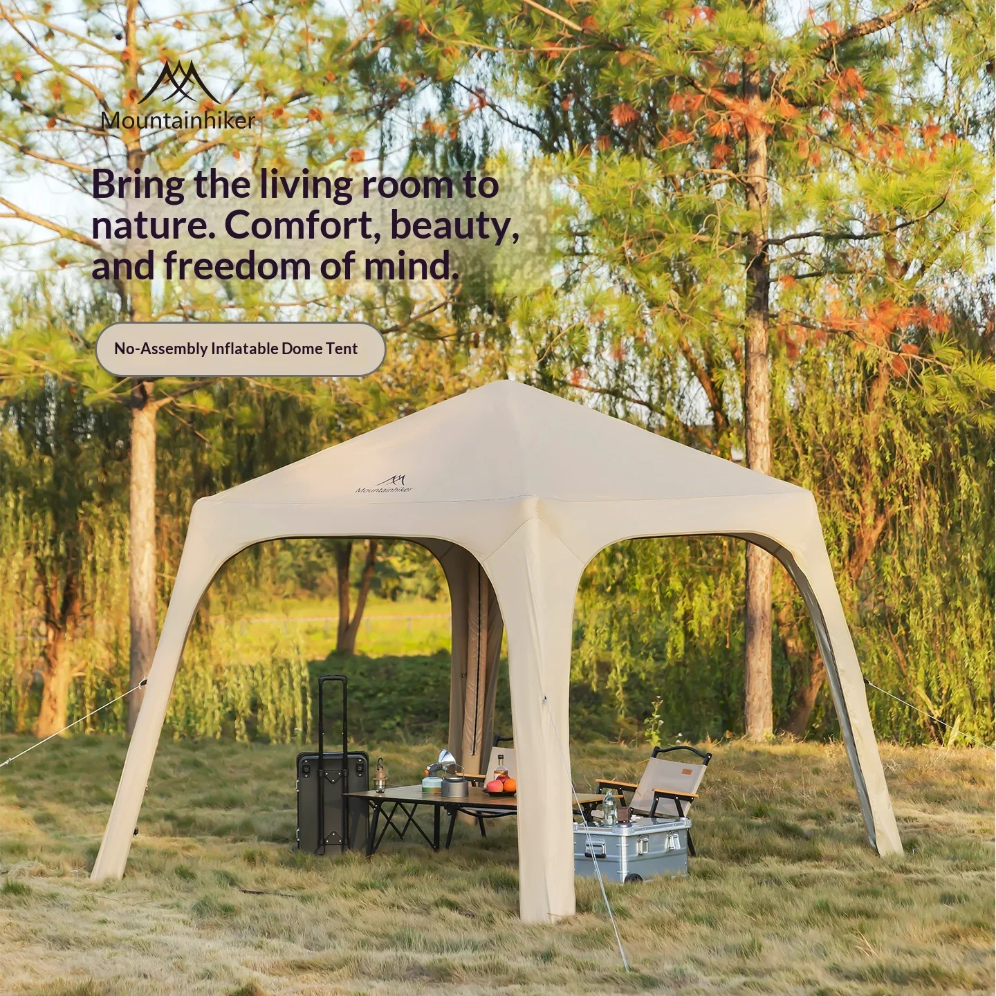 

Inflatable camping tent, easy to set up, suitable for all seasons, accommodates 4-6 people, outdoor-style dome tent, 2000+