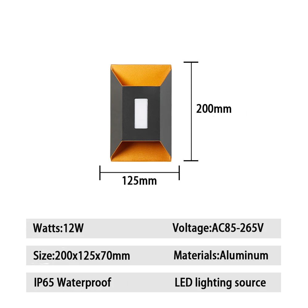 Светодиодный настенная лампа AC85-265V 12W IP65, водонепроницаемая, для помещений и улицы, 2 типа, современные лампы в минималистическом стиле с гарантией 3 года