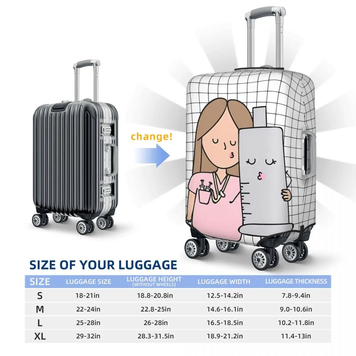 ドクターナーススーツケースカバー Enfermera En Apuros クルーズ旅行プロテクター休暇便利な荷物ケース