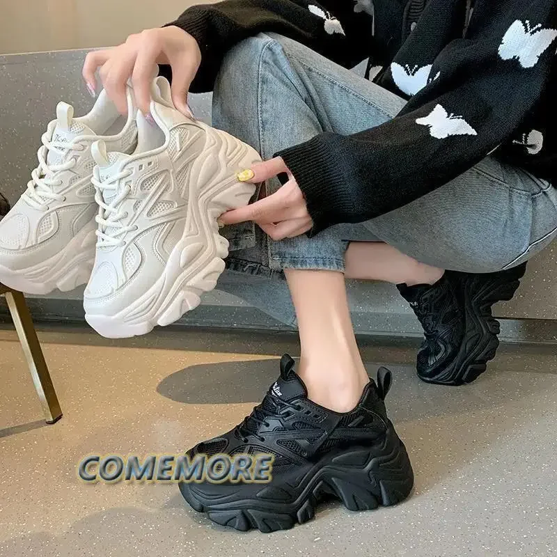 Black Platform Casual Sneaker White Fashion Womens Sports Shoes Luxury Designer Tennis Female Woman Trend 2023 Autumn Round Head