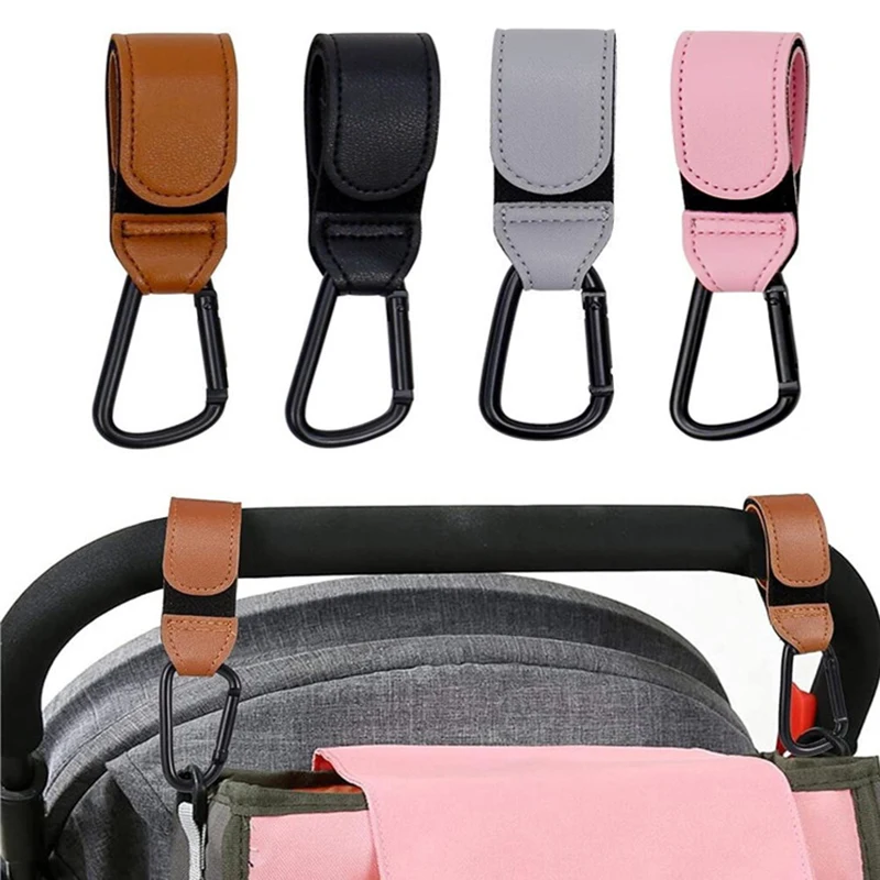 

1/2pcs Baby Stroller Hook PU Leather Pram Organizer Diaper Bag Hanger Climbing Buckle Hooks Stroller Travel Accessories