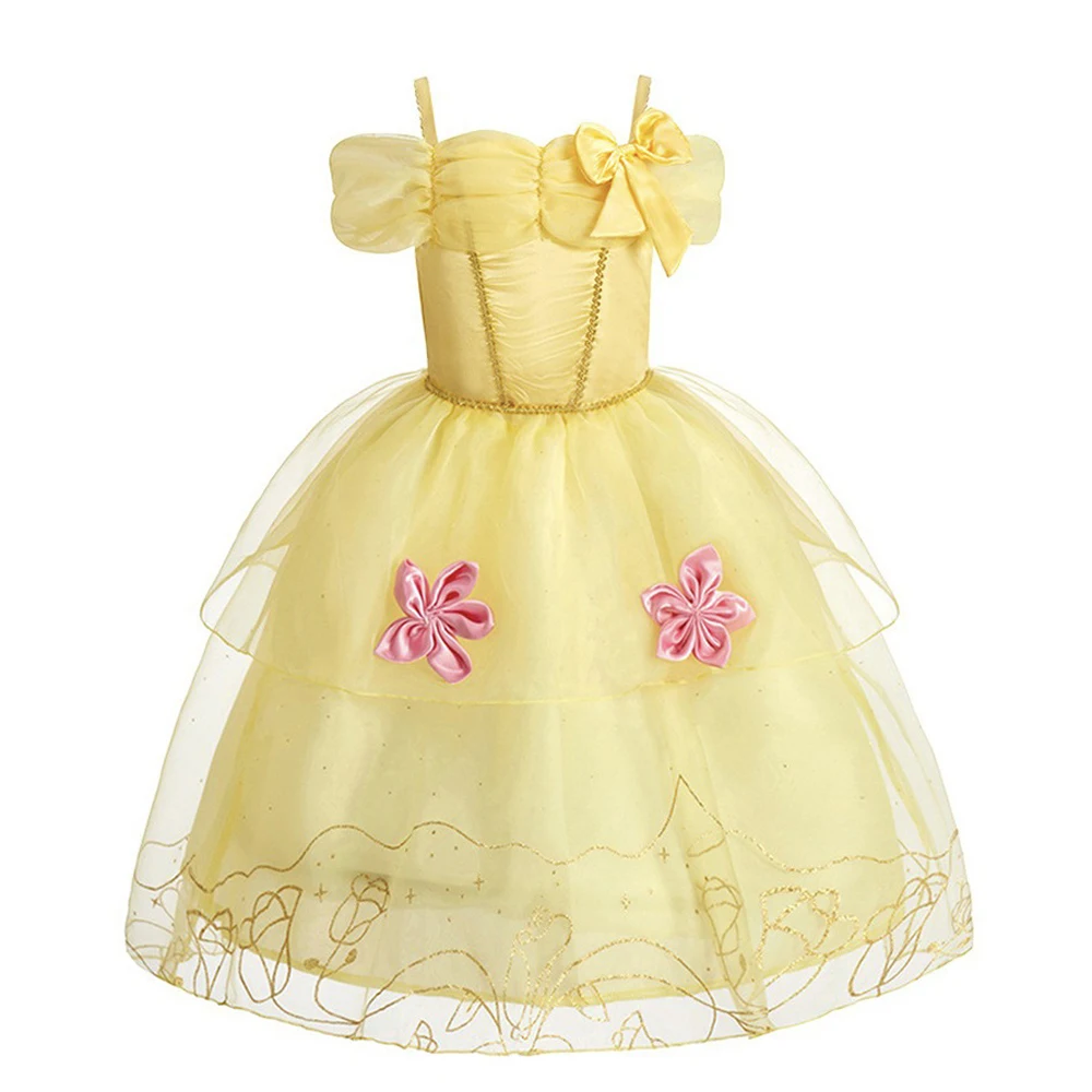 Child Princess Costume Halloween Cosplay Fancy Bella Dress Kids Prom Gowns Belle Costumes Girls