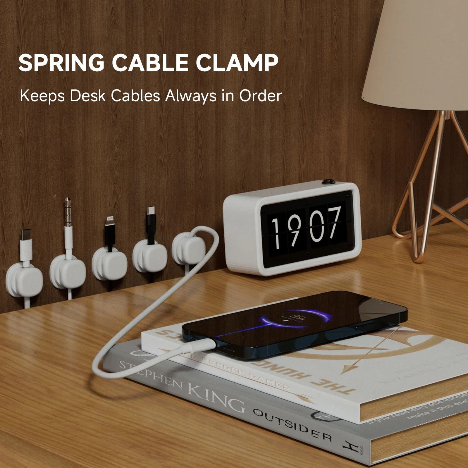 Magnetic Phone Cable Clips Under Desk Cord Holder Wire Smooth Management Keeper Office Kitchen Cable Organizer 3/6PCS view 4