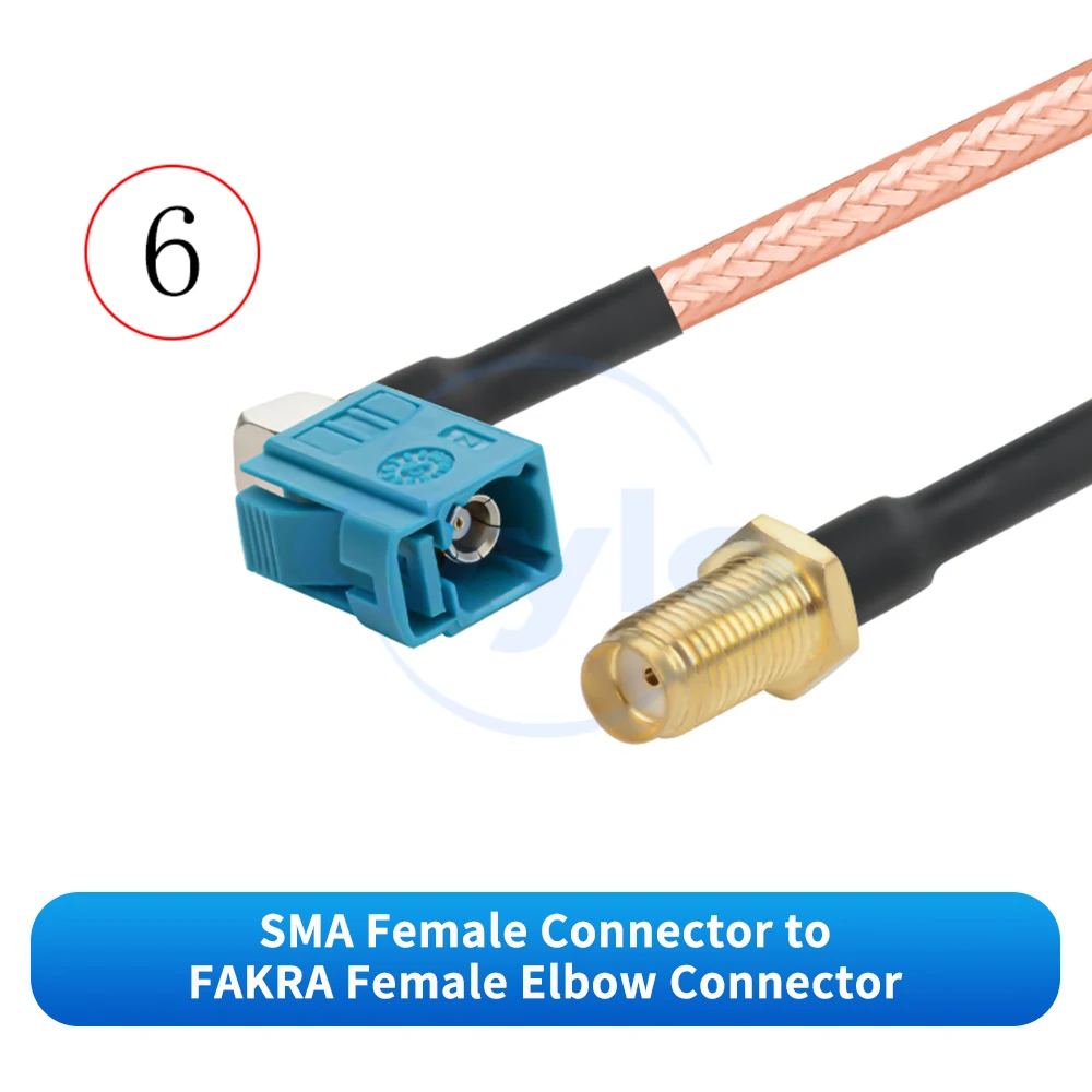 SMA to FAKRA Male to Female Adapter Cable RG142 Silver-Plated Double-Shielded RF Cable SMA to FAKRA (1 Piece)
