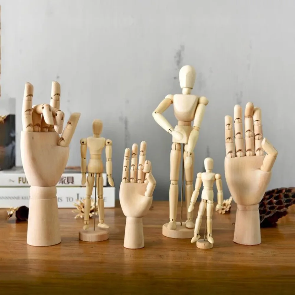 Decoration Living Room Office Interior Wooden Hand Articulated Figurine Mannequin Movable Limb Surf Painting Joint Doll Art Toy