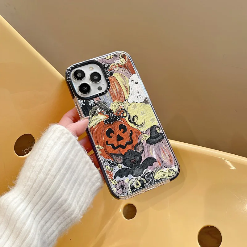 Halloween Pumpkin Graffiti Retro Rose Case For iPhone 15 14 13 12 11 Pro X XS XR Max 7 8 Plus SE Soft TPU Shockproof Back Cover