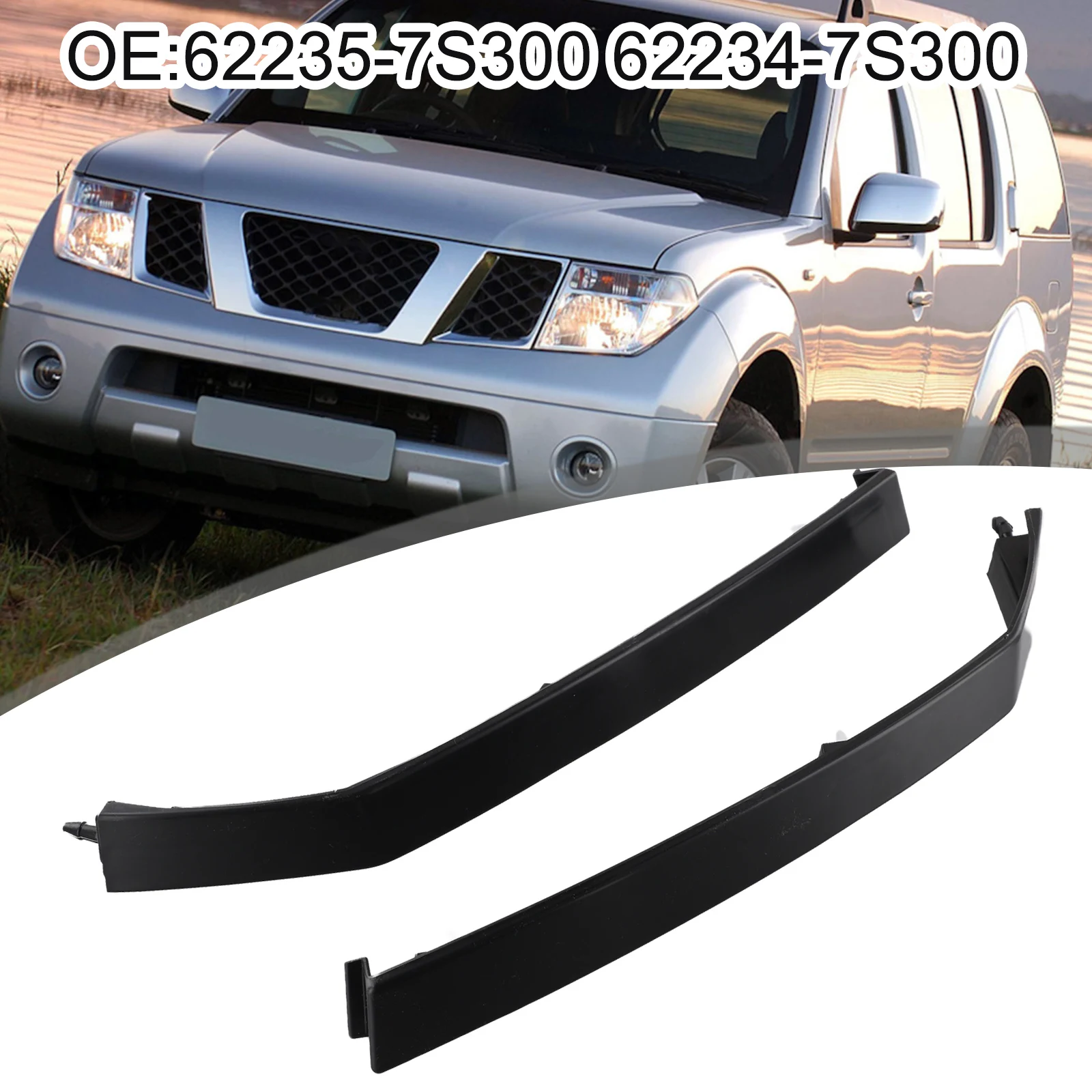 2Pcs For Nissan For Armada For Infiniti QX56 Headlight Molding Trim Lower Filler Car Headlight Decorate Strip 62235-7S300