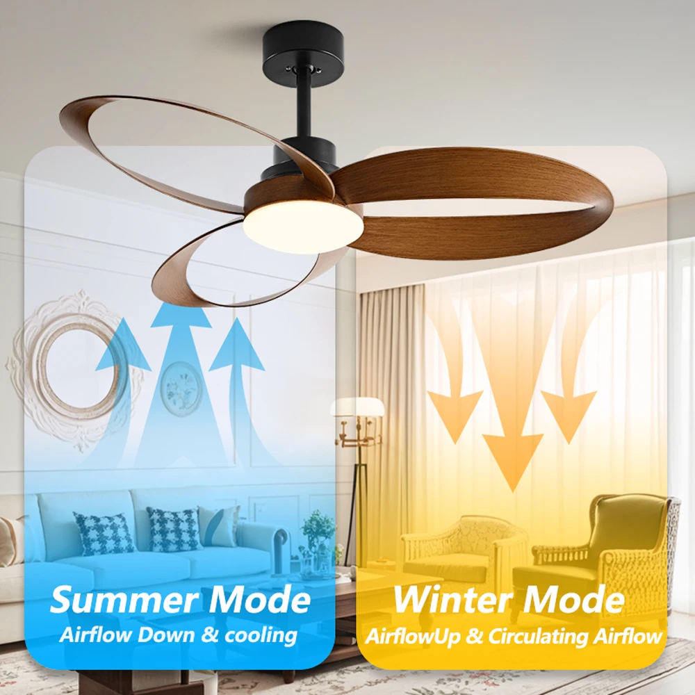 

‌42 52 Inch Retro Industrial Wooden Ceiling Fan Light 3 Blades Remote Control Ventilation for Home Hotel Office Energy Saving