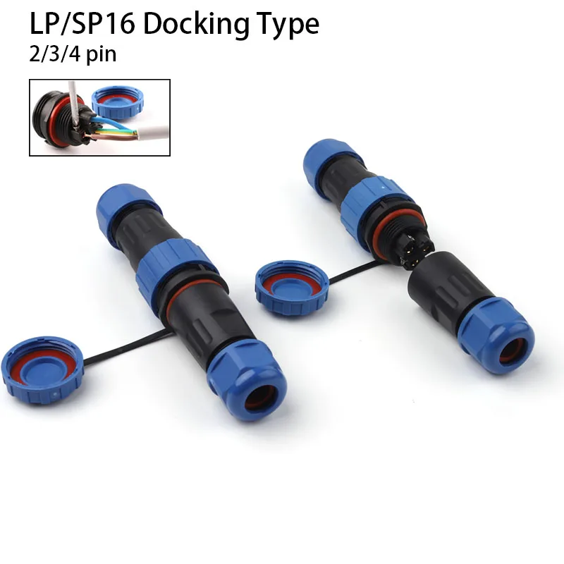 

LP/SP16 IP68 Waterproof Solderless Plug Socket Set Automation Electrical Connector Male&Female 2/3/4 pin Aviation Wire Port