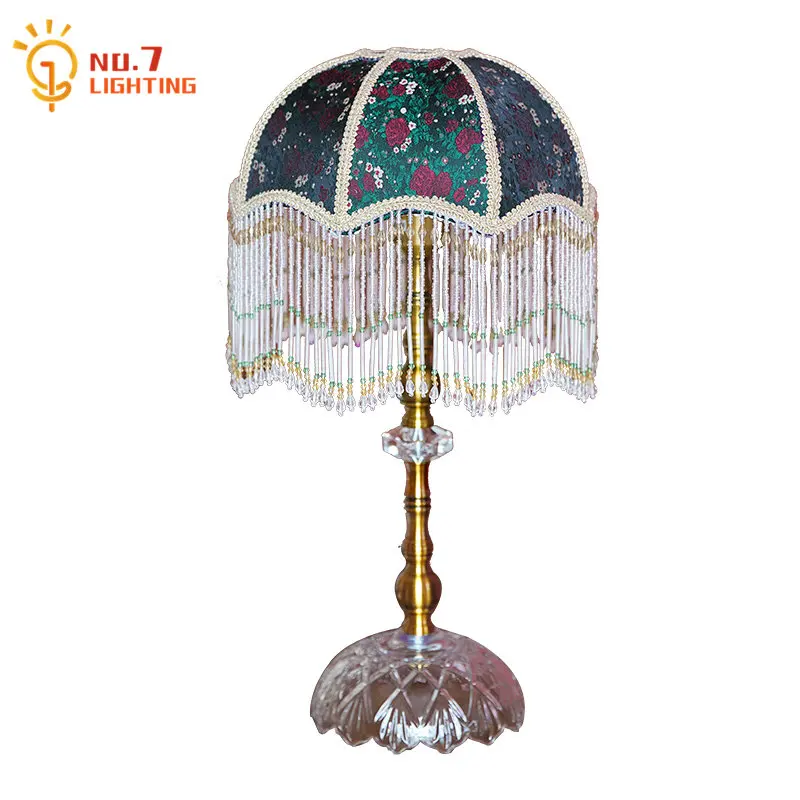 

French Design Classical Vintage Retro Tassel Desk Lights LED E27 Crystal Iron Art Decorative Table Lamp Bedroom Homestay Bedside