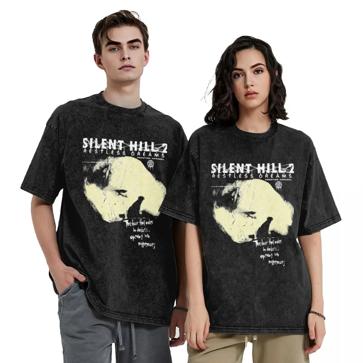 Restless Dreams Silent Hill T Shirt Hip Hop Washed Short Sleeve Street T-Shirts for Men Women Tops Streetwear Graphic Tee Shirt