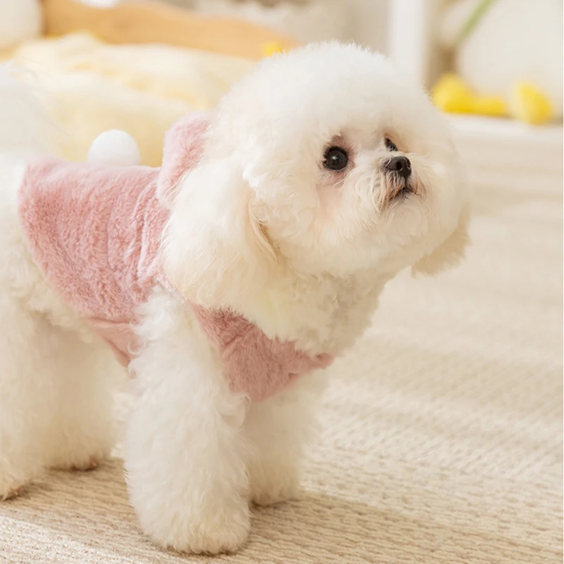 Fashion Solid Dog Hoodies Warm Plush Dog Jacket Caot Winter Puppy Clothes Cute Cat Vest Coat Pet Jacket Sweater Soft Dog Clothes