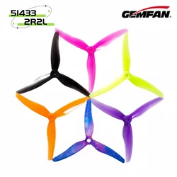 2 pairs/4 pcs Gemfan 51433 5inch 3 blade/ tri-blade Propeller Props CW CCW Brushless motor FPV Propeller for FPV Racing drone