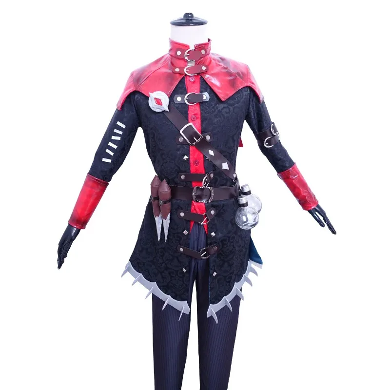 qq023Aesop Carl Exorcist cos Identity V anime man cosplay costume set Coat + vest + pants + shawl + gloves + belt + accessories