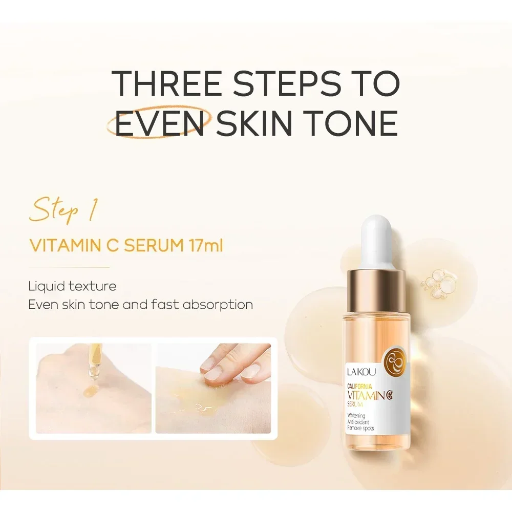 

3pcs/Set Vitamin C Facial Set for Hydrating Moisturizing Whitening and Brightening