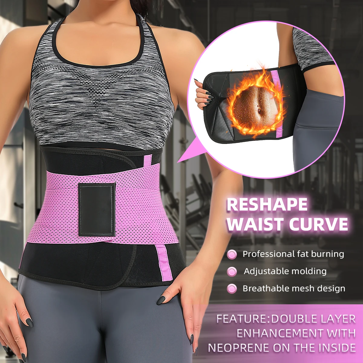 Neoprene Waist Trimmer for Belly Fat Reduction During，Adjustable Shapewear Belt for Rapid Slimming: Breathable Mesh Design