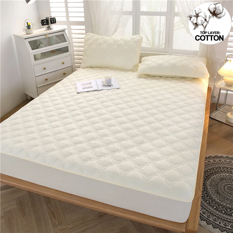 

Premium Antibacterial Mattress Protector - Breathable, Noiseless Skin-Friendly Mattress Cover, Fitted Sheet for All Season,Beige