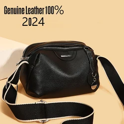 New High Quality Cowhide Women's Handbag Fashionable Casual Female Shoulder Bags Luxury Designer Girls Diagonal Straddle Bag Sac