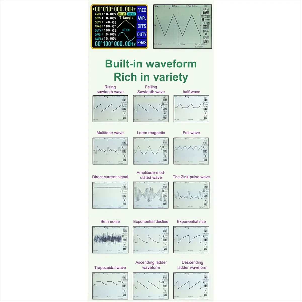 Stable- 2.4 Inch TFT DDS Function Arbitrary Waveform Signal Generator Digital Dual-Channel Frequency Meter 0.01Hz-5MHz US PLUG