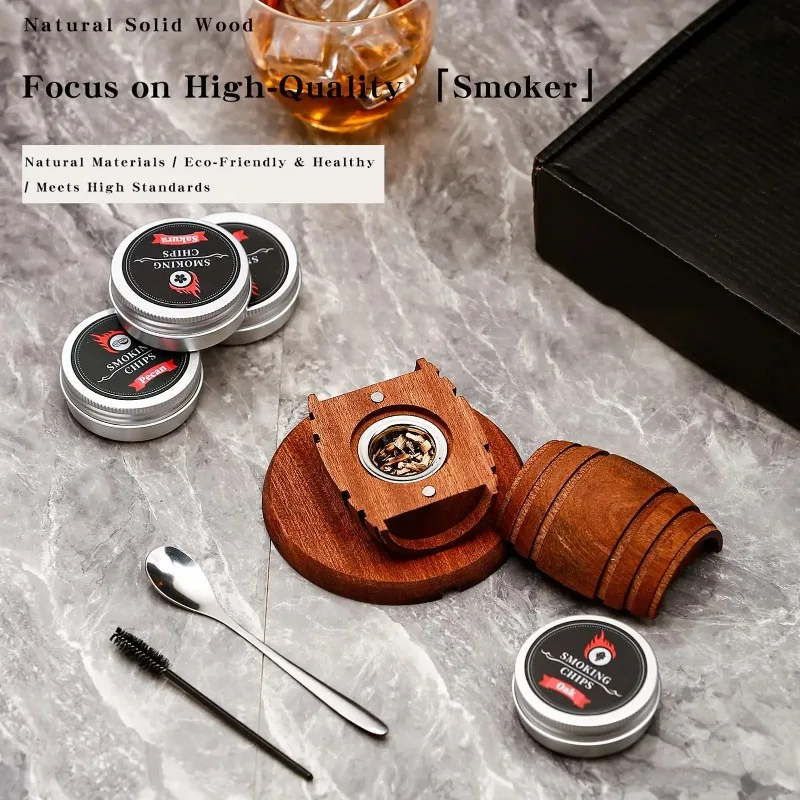 Cocktail Smoker Kit Whiskey Fruit‑wine Infuser Bartending Gadget with Smoking Wood Chips Create Rich Aroma for Hand‑operated
