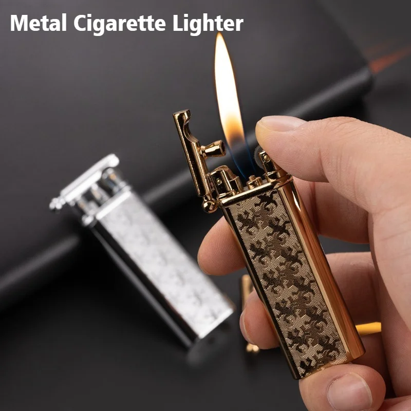 

Newest Cigar Igniter Grinding Wheel Inflatable Lighter Smoke Metal Windproof Open Flame Cigarette Lighters & Smoking Accessories
