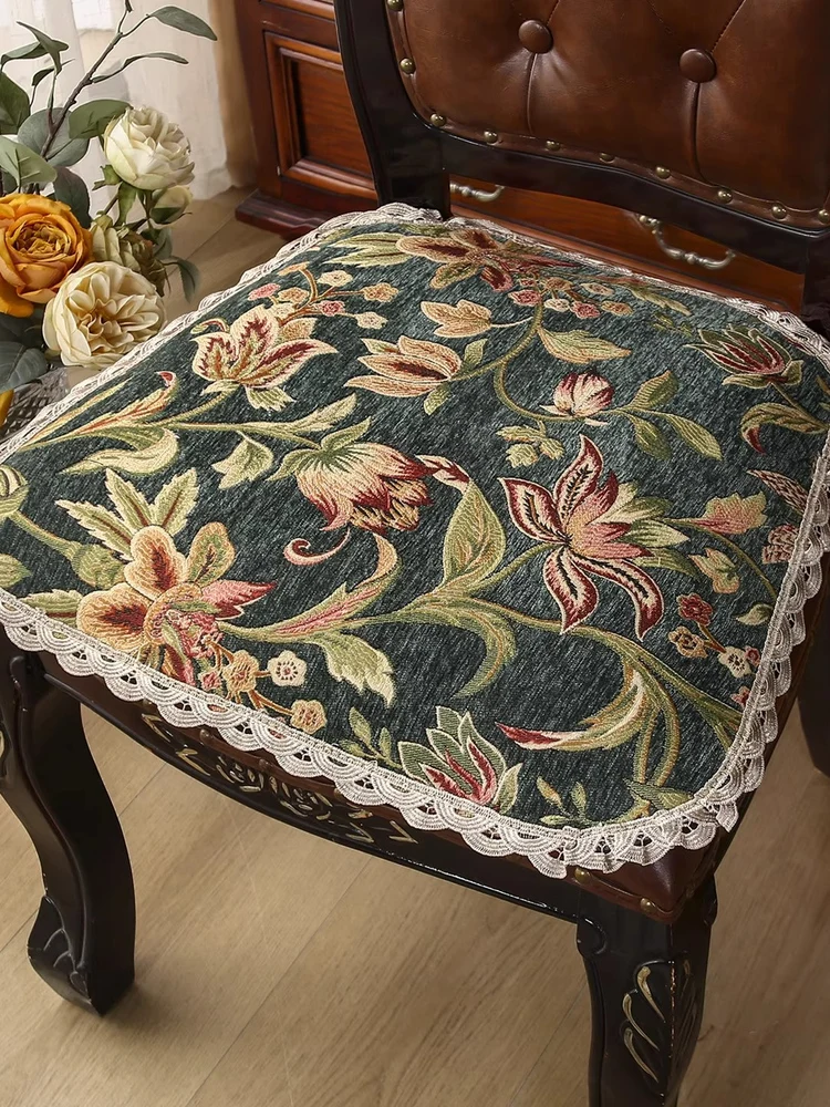 

American Style Retro Shanenil Dining Chair Pad Hoof Shape European Style Leather Chair Pad Luxury Four Seasons Model