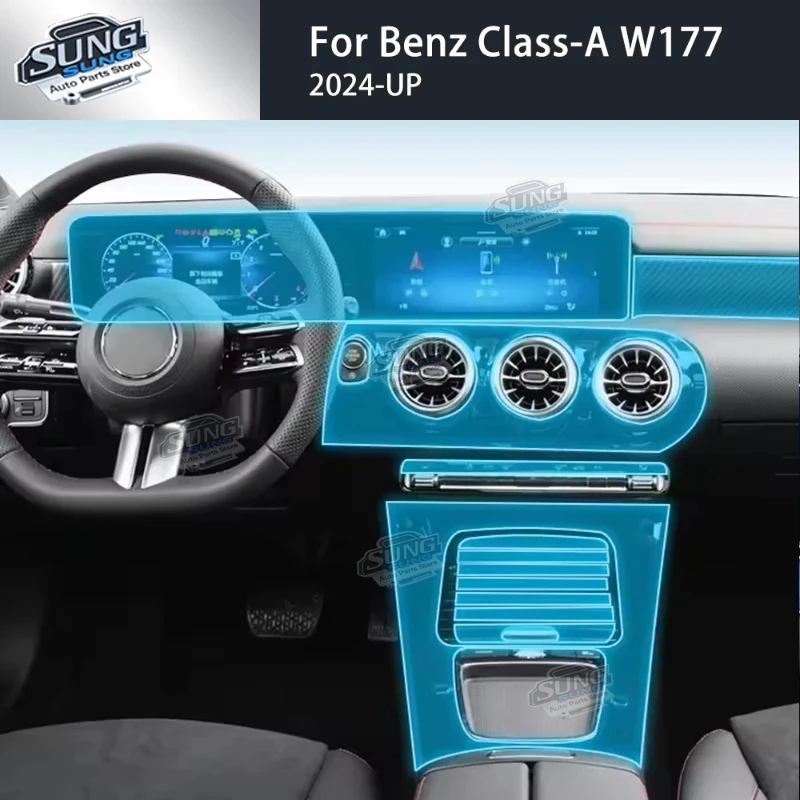 

Защитная внутренняя пленка из ТПУ для Mercedes Benz MB A-Class W177 2024 2025, центральная консоль автомобиля, прозрачная ремонтная пленка против царапин