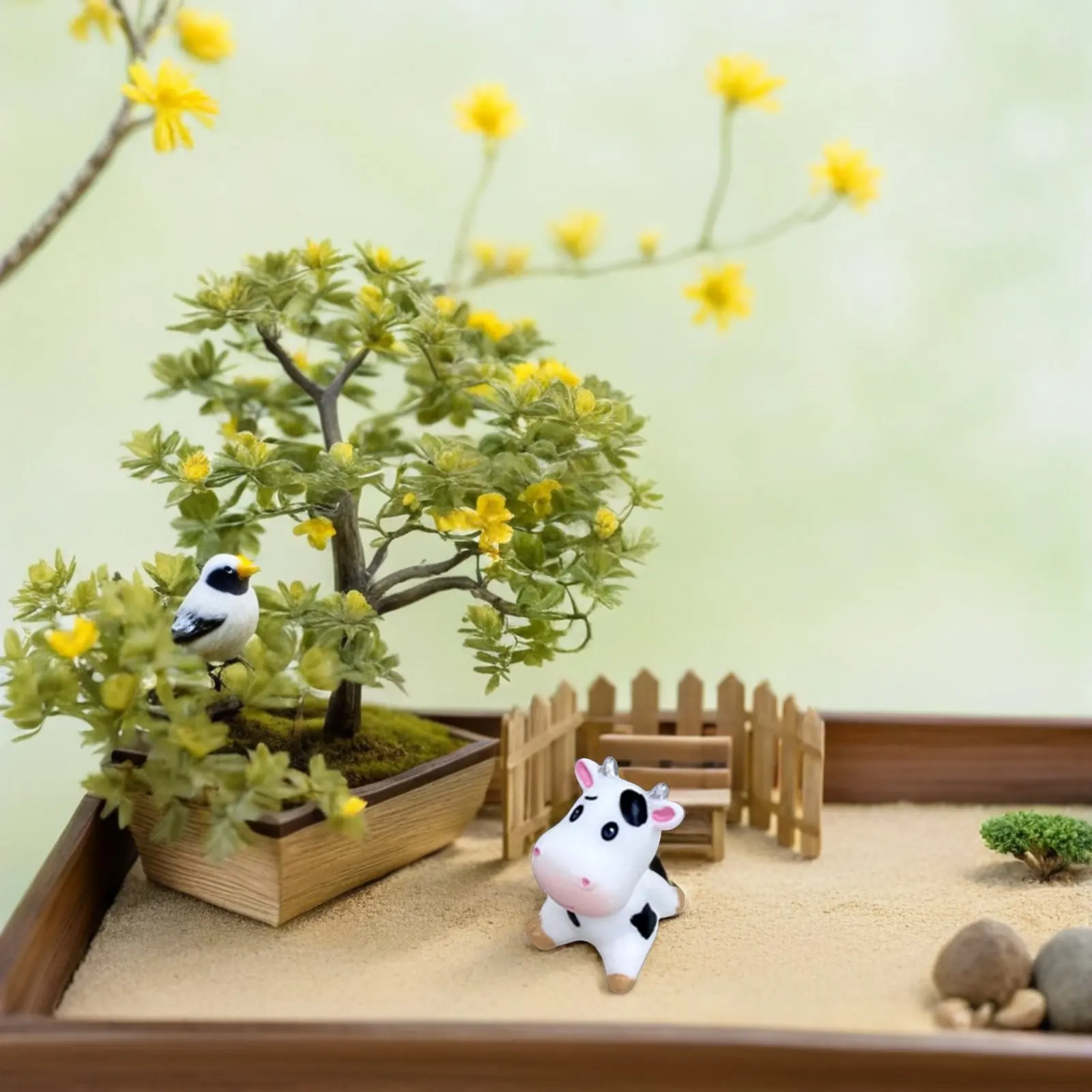 8Pcs Cow Decor Resin Mini Garden Adornments Cartoon Small Cows Micro Landscape Lawn Ornaments Indoor Outdoor Tiny Animal Statues