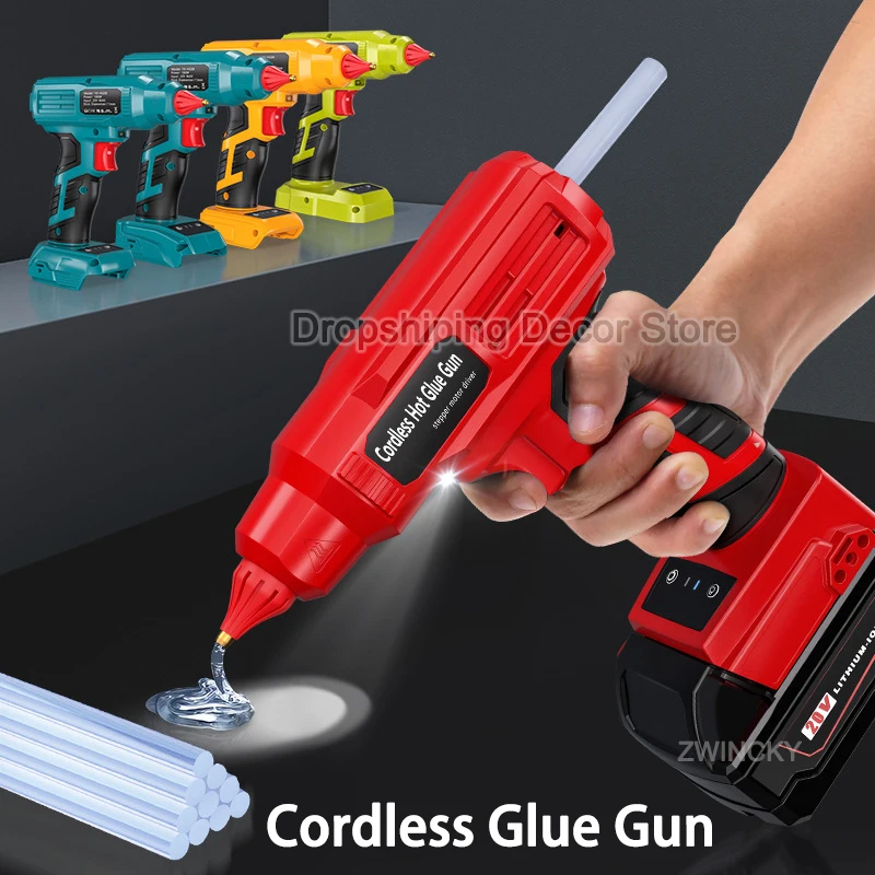 

100W Cordless Hot Glue Gun for Makita/Dewalt/Milwaukee/Bosch/Ryobi 18V Battery, DIY Hot Melt Welding Tool fit 11mm Glue Stick