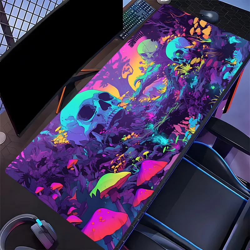 

Neon Skull Mushroom Forest Mouse Pad Desk mat High quality material gaming mat Natural rubber base suitable for office and game