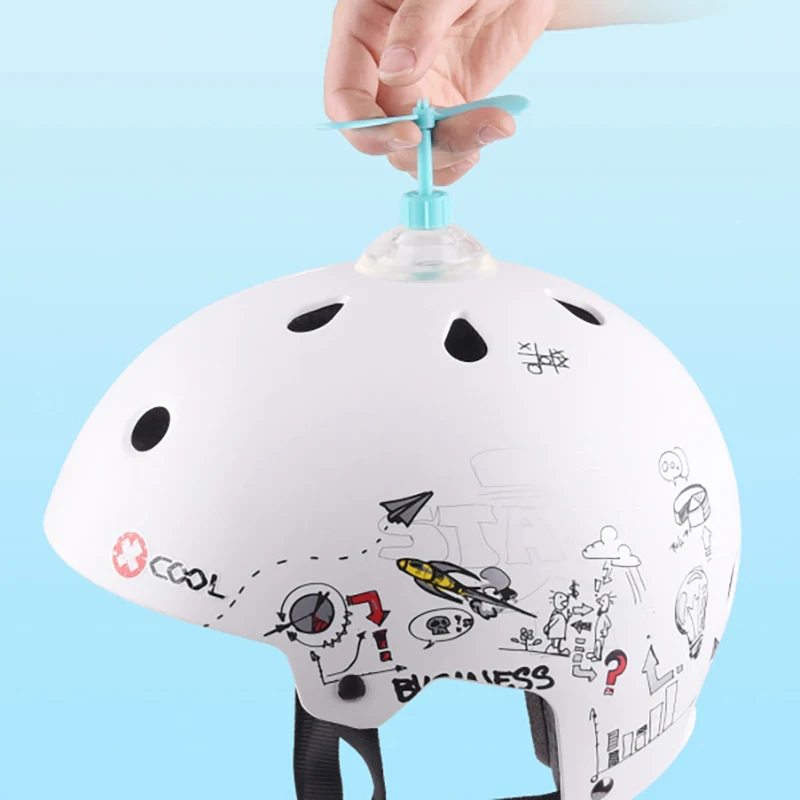 หมวกกันน็อคจักรยานไฟฟ้า Kawaii ถ้วยดูดไม้ไผ่แมลงปอหมวกสกู๊ตเตอร์ตกแต่งกังหันลมของขวัญเด็ก