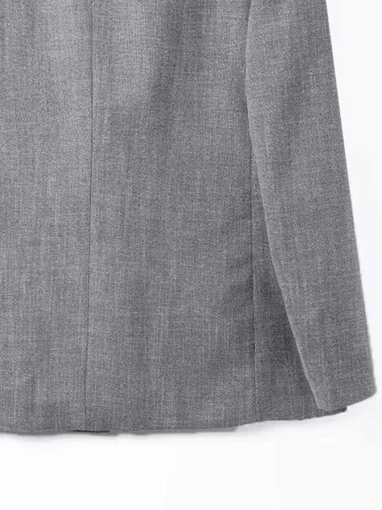 HH, moda para mujer, manga larga, bolsillo con solapa, hebilla única, chaqueta decorativa, abrigo + Falda plisada con cremallera con cinturón, conjunto de 2 piezas para otoño