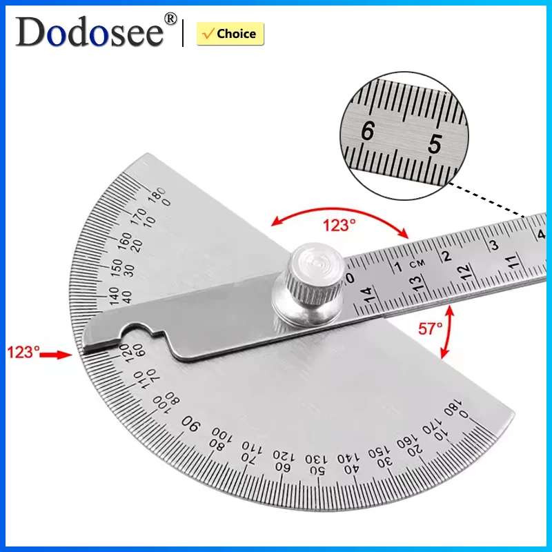 Dodosee Stainless Steel Goniometer Metal Protractor Ruler Multi Angle Measuring Ruler Carpentry Tool Angle Meter Angle Finder